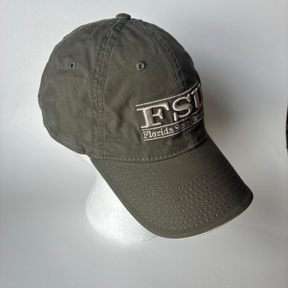 FSU Baseball Cap Mens OSFA Florida State University Olive Green Embroidered Hat